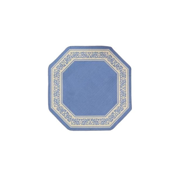 Madison Industries Madison Industries FLO-54X54-BL 54 x 54 in. Floral Border Octagon Accent Rug - Blue FLO-54X54-BL - main